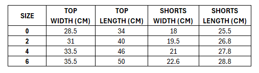 Size chart for Kangaroos 2026 Infants RLWC Home Set