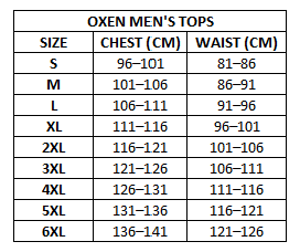 Size chart for England 2026 Men's RLWC Home Jersey ***PRE-ORDER***